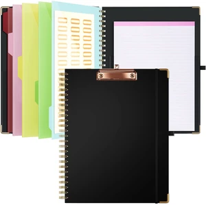 Clipboard with Storage 8.5 X 11Padfolio Organizer, Spiral Portfolio Letter Size with Notepad, Pen Holder, 5 Extra Folder Divider Pages, Elastic Closure Nurse Office Essentials (Black) Clipboard with Storage 8.5 X 11Padfolio Organizer, Spiral Portfolio Letter Size with Notepad, Pen Holder, 5 Extra Folder Divider Pages, Elastic Closure Nurse Office Essentials (Black)