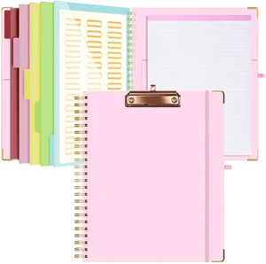 Clipboard with Storage 8.5 X 11Padfolio Organizer, Spiral Portfolio Letter Size with Notepad, Pen Holder, 5 Extra Folder Divider Pages, Elastic Closure Nurse Office Essentials Baby Pink Clipboard with Storage 8.5 X 11Padfolio Organizer, Spiral Portfolio Letter Size with Notepad, Pen Holder, 5 Extra Folder Divider Pages, Elastic Closure Nurse Office Essentials Baby Pink