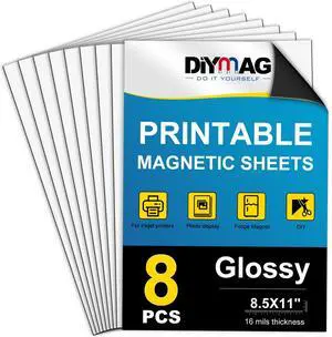 Printable Magnetic Sheets, Glossy 8Pcs 8.5"x11" for Inkjet Printers Flexible Magnetic Paper, Non-Adhesive for DIY Crafts, Photo Wall, Cars, Refrigerator, Classroom and Office Decor Printable Magnetic Sheets, Glossy 8Pcs 8.5"x11" for Inkjet Printers Flexible Magnetic Paper, Non-Adhesive for DIY Crafts, Photo Wall, Cars, Refrigerator, Classroom and Office Decor