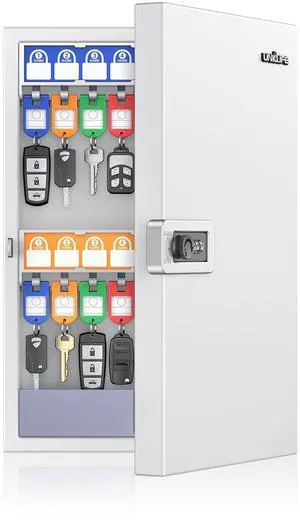 Key Lock Box, Wall Mount Key Box, Car Key Organizer with Writable Key Racks and Tags, 32-Key Combo Lock, White, Security Key Holder Storage Box for Office, Company Key Lock Box, Wall Mount Key Box, Car Key Organizer with Writable Key Racks and Tags, 32-Key Combo Lock, White, Security Key Holder Storage Box for Office, Company