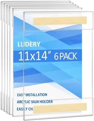 Acrylic Sign Holder 11 x 14 Wall Mount, Wall Mount Sign Holders, Clear Acrylic Frame with 3M Tape Adhesive, Plastic Wall Sign Holder for Office, Home, Restaurant(6 Pack) Acrylic Sign Holder 11 x 14 Wall Mount, Wall Mount Sign Holders, Clear Acrylic Frame with 3M Tape Adhesive, Plastic Wall Sign Holder for Office, Home, Restaurant(6 Pack)