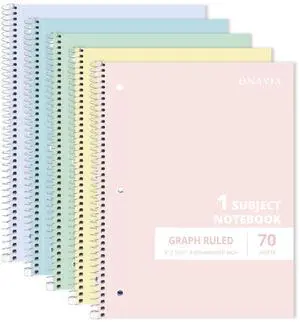 1 Subject Graph Paper Spiral Notebook 5 Pack, 140 Pages, Assorted 70 Sheets, 8 x 10.5 in, 3-Hole Punched, Graph Notebook, Grid Paper, School Notebook, Study: Amazon.com 1 Subject Graph Paper Spiral Notebook 5 Pack, 140 Pages, Assorted 70 Sheets, 8 x 10.5 in, 3-Hole Punched, Graph Notebook, Grid Paper, School Notebook, Study: Amazon.com