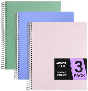 1 Subject Graph Paper Spiral Notebook 3 Pack, 200 Pages 100 Sheets, 9 x 11 in, Waterproof Plastic Cover, Durable, 3-Hole Punched, Divider, Double-Sided Pocket: Amazon.com 1 Subject Graph Paper Spiral Notebook 3 Pack, 200 Pages 100 Sheets, 9 x 11 in, Waterproof Plastic Cover, Durable, 3-Hole Punched, Divider, Double-Sided Pocket: Amazon.com