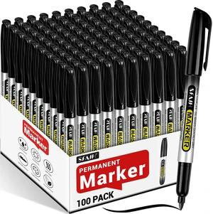 Black Permanent Markers Bulk, 100 Pack Fine Point, 1s Quick Drying Waterproof, Long-Lasting, School & Office, Warehouse, Business, Logistics Industrial, Use on Paper Plastic Metal Cardboard Black Permanent Markers Bulk, 100 Pack Fine Point, 1s Quick Drying Waterproof, Long-Lasting, School & Office, Warehouse, Business, Logistics Industrial, Use on Paper Plastic Metal Cardboard
