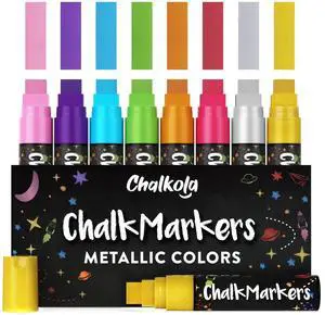 15mm 8 Metallic Window Chalk Markers Washable For Cars - Liquid Chalk Pens Erasable Chalkboard Markers for Blackboard, Glass, Restaurant, Wedding, Bistro Menu - Wet Wipe Erasable - 15mm Jumbo Nib 15mm 8 Metallic Window Chalk Markers Washable For Cars - Liquid Chalk Pens Erasable Chalkboard Markers for Blackboard, Glass, Restaurant, Wedding, Bistro Menu - Wet Wipe Erasable - 15mm Jumbo Nib