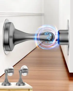 Door Stoppers Magnetic Door Catch, Stainless Steel Magnetic Door Stop 2 Pack, Double-Sided Adhesive Tape, No Drilling, Screws for Stronger Mount, Holder Your Door Open for Wide Doors Door Stoppers Magnetic Door Catch, Stainless Steel Magnetic Door Stop 2 Pack, Double-Sided Adhesive Tape, No Drilling, Screws for Stronger Mount, Holder Your Door Open for Wide Doors
