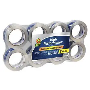High Performance Clear Packing Tape Refills - 8 Rolls of HP260 Strong Packaging Tape for Shipping, Moving, Mailing & Storage Boxes - 3" Core, 1.88 Inch x 60 Yards, Clear (1067839) High Performance Clear Packing Tape Refills - 8 Rolls of HP260 Strong Packaging Tape for Shipping, Moving, Mailing & Storage Boxes - 3" Core, 1.88 Inch x 60 Yards, Clear (1067839)