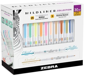 Mildliner Double-Ended Highlighter Set, Broad and Fine Point Tips, Ideal for Bible Highlighting, No Bleed, 30 Pastel and Neutral ink Colors, Pack of 30 Mildliner Double-Ended Highlighter Set, Broad and Fine Point Tips, Ideal for Bible Highlighting, No Bleed, 30 Pastel and Neutral ink Colors, Pack of 30