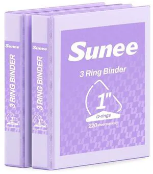 3 Ring Binder 1 Inch D Ring, Clear View Binder Three Ring PVC-Free (Fit 8.5x11 Inches) for School or Office Supplies, Purple, 2 Pack 3 Ring Binder 1 Inch D Ring, Clear View Binder Three Ring PVC-Free (Fit 8.5x11 Inches) for School or Office Supplies, Purple, 2 Pack