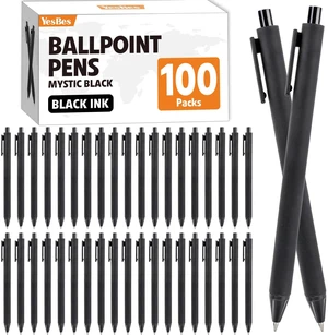 100 Pack Ballpoint Pens Bulk, Retractable Black Pens Ballpoint Medium Point 1mm with Super Soft Grip for Smooth Writing, No Bleed Ink Pens Clear Lines, School & Office Supplies, Best Gifts for Teacher 100 Pack Ballpoint Pens Bulk, Retractable Black Pens Ballpoint Medium Point 1mm with Super Soft Grip for Smooth Writing, No Bleed Ink Pens Clear Lines, School & Office Supplies, Best Gifts for Teacher