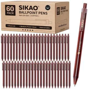 Black Pens Bulk, 60 Pack Retractable Ballpoint Pens COFFEE Black Ink 1.0mm Smooth Writing No-Smear, Click Pens for Office, School, Café Use or Severs Black Pens Bulk, 60 Pack Retractable Ballpoint Pens COFFEE Black Ink 1.0mm Smooth Writing No-Smear, Click Pens for Office, School, Café Use or Severs