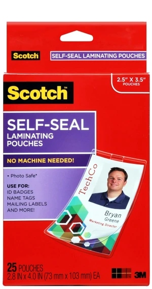 Self-Sealing Laminating Pouches, 2.25 Inches x 3.5 Inches 25 Pouches, ID Badge Protectors Includes Clips, Great for Gift Tags Self-Sealing Laminating Pouches, 2.25 Inches x 3.5 Inches 25 Pouches, ID Badge Protectors Includes Clips, Great for Gift Tags
