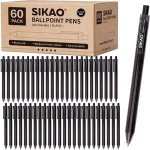 Black Pens Bulk, 60 Pack Retractable Ballpoint Pens Black Ink Smooth Writing 1.0mm Clear Lines No-Smear, Click Pens for Teachers, Students, Servers, School & Office Supplies Black Pens Bulk, 60 Pack Retractable Ballpoint Pens Black Ink Smooth Writing 1.0mm Clear Lines No-Smear, Click Pens for Teachers, Students, Servers, School & Office Supplies