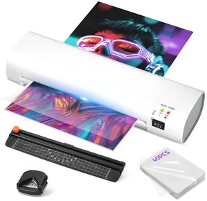 9 Inch Portable Laminator Machine with 40 Laminating Sheets and Trimmer A4 Cold & Thermal Laminator, Laminating Machine with ABS Jam-Release for Home, Office, School, Business white 9 Inch Portable Laminator Machine with 40 Laminating Sheets and Trimmer A4 Cold & Thermal Laminator, Laminating Machine with ABS Jam-Release for Home, Office, School, Business white
