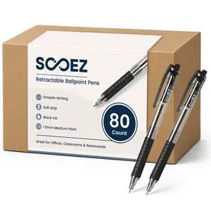 80 Pack Pens Bulk, Ballpoint Pens with Soft Grip, Medium Point 1.0mm Retractable Black Ink Pen, Smooth Writing, No Bleed, Note-Taking & Journaling, for Nurses Servers Teachers School Office 80 Pack Pens Bulk, Ballpoint Pens with Soft Grip, Medium Point 1.0mm Retractable Black Ink Pen, Smooth Writing, No Bleed, Note-Taking & Journaling, for Nurses Servers Teachers School Office