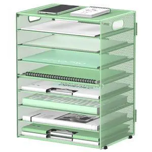 9-Tier Paper Organizer for Desk, Metal Letter Tray with Handles, Mint Green Desk File Organizer with Removable Trays for Sorting Files, Folders, Mail and Printer Paper at Home, School or Office 9-Tier Paper Organizer for Desk, Metal Letter Tray with Handles, Mint Green Desk File Organizer with Removable Trays for Sorting Files, Folders, Mail and Printer Paper at Home, School or Office