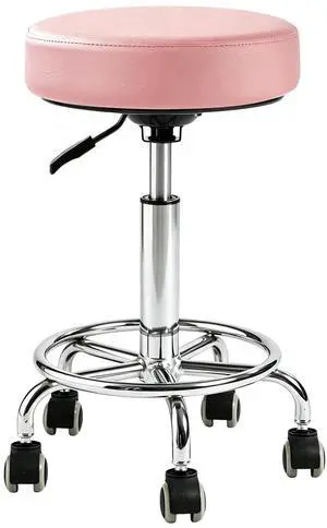 500lb Heavy-Duty Adjustable Stool with Wheels, Round Rolling Chair Thick 9.5cm PU leather Seat Cushion|360°Swivel silent rubber caster|Foot pedal|For Drafting salon tattoo clinic home office 500lb Heavy-Duty Adjustable Stool with Wheels, Round Rolling Chair Thick 9.5cm PU leather Seat Cushion|360°Swivel silent rubber caster|Foot pedal|For Drafting salon tattoo clinic home office