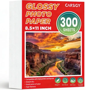 300 Sheets Glossy Photo Paper 8.5 x 11 Inches, Inkjet Photo Printer Paper,Compatible with Inkjet Printer Use Dye Ink,Professional Picture Paper(180gsm/48lb) 300 Sheets Glossy Photo Paper 8.5 x 11 Inches, Inkjet Photo Printer Paper,Compatible with Inkjet Printer Use Dye Ink,Professional Picture Paper(180gsm/48lb)