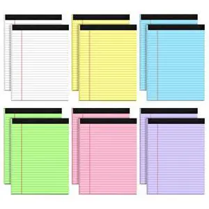 Legal Pads 8.5 x 11 Wide Ruled - Note Pads 30 Sheets/Pad - 20lb Colored Notepad Paper - Perforated Notepad with Sturdy Back - Pink, Purple, Yellow, Green, Blue, White Legal Pads 8.5 x 11 Wide Ruled - Note Pads 30 Sheets/Pad - 20lb Colored Notepad Paper - Perforated Notepad with Sturdy Back - Pink, Purple, Yellow, Green, Blue, White