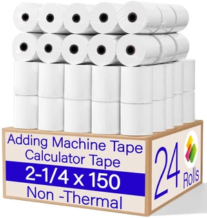 (24 Rolls)2 1/4 in x 150 ft Adding Machine Tape Paper Rolls, for HR-10RC, HR-170RC, HR-200RC, EL-1197PIII, EL-1801V, P23-DHV-3, CP-90A, MP11DX-2, 1280-2 (24 Rolls)2 1/4 in x 150 ft Adding Machine Tape Paper Rolls, for HR-10RC, HR-170RC, HR-200RC, EL-1197PIII, EL-1801V, P23-DHV-3, CP-90A, MP11DX-2, 1280-2