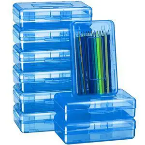 24 Pack Clear Plastic Pencil Box,Blue Stackable Organizer for School Supplies, Large Case for Crayons Markers, Snap-lid Keeps Stationery Secure, Bulk Set 24 Pack Clear Plastic Pencil Box,Blue Stackable Organizer for School Supplies, Large Case for Crayons Markers, Snap-lid Keeps Stationery Secure, Bulk Set