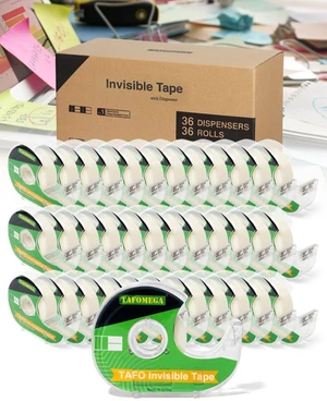 Invisible Clear Tape Bulk Rolls,36 Packs Gift Wrapping Tape with Dispenser Frosted Writable for School Office Craft Job, 7/10 X 1000 Inches Invisible Clear Tape Bulk Rolls,36 Packs Gift Wrapping Tape with Dispenser Frosted Writable for School Office Craft Job, 7/10 X 1000 Inches