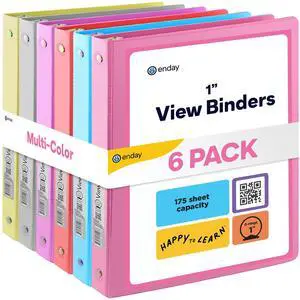 1 Inch Binder (6 Pack - Assorted Colors) 3 Ring Binder 1 inch with Clear View Cover and 2 Inside Pocket - for Letter Size 8.5 x 11'' Paper, Ideal for School Supplies, Office, and Home 1 Inch Binder (6 Pack - Assorted Colors) 3 Ring Binder 1 inch with Clear View Cover and 2 Inside Pocket - for Letter Size 8.5 x 11'' Paper, Ideal for School Supplies, Office, and Home