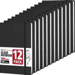 12 Pack Lined Journal Notebook for Work, 200 Pages, Medium 5.5 in x 8.3 in, A5 College Ruled, Hardcover Journaling Notebooks for Writing, Note Taking, Fit for Business Work School Home (Black) 12 Pack Lined Journal Notebook for Work, 200 Pages, Medium 5.5 in x 8.3 in, A5 College Ruled, Hardcover Journaling Notebooks for Writing, Note Taking, Fit for Business Work School Home (Black)