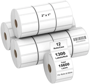 12 Rolls 2" x 1" Direct Thermal Labels for ZB ZD411 LP2824 ZD421 GK420D Barcodes Postage Address Shipping Labels Compatible with Rollo & Zebra Desktop Printers Adhesive - 1300 Labels/Roll 12 Rolls 2" x 1" Direct Thermal Labels for ZB ZD411 LP2824 ZD421 GK420D Barcodes Postage Address Shipping Labels Compatible with Rollo & Zebra Desktop Printers Adhesive - 1300 Labels/Roll