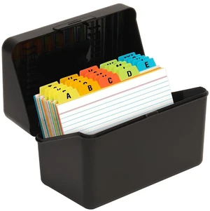 4x6 Index Card Holder with 100 Index Cards and 25 Dividers, Black 4x6 Inch Plastic Box, Heavyweight 4x6 Index Cards, Plastic 4x6 Index Card Dividers, Snap Closure Lid 4x6 Index Card Holder with 100 Index Cards and 25 Dividers, Black 4x6 Inch Plastic Box, Heavyweight 4x6 Index Cards, Plastic 4x6 Index Card Dividers, Snap Closure Lid