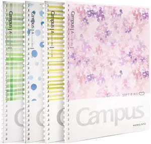 Spiral Notebook Journal, 4 Pack Campus B5 Soft Ring Notebooks with Dotted A 7mm Rule, 40 Sheets, Aesthetic 1 Subject Notebook in Blue Pink Yellow Green, College Office Note Taking. Japan Import Spiral Notebook Journal, 4 Pack Campus B5 Soft Ring Notebooks with Dotted A 7mm Rule, 40 Sheets, Aesthetic 1 Subject Notebook in Blue Pink Yellow Green, College Office Note Taking. Japan Import