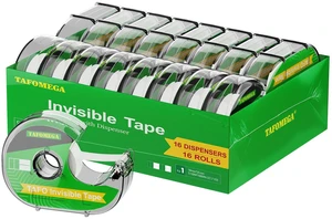Invisible Tape with Dispenser, 0.7" x 1000", 16 Pack, for Craft & Office Clear Tape Gift Wrapping, Frosted Writable Transparent Tape for School Invisible Tape with Dispenser, 0.7" x 1000", 16 Pack, for Craft & Office Clear Tape Gift Wrapping, Frosted Writable Transparent Tape for School