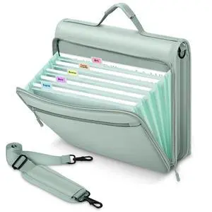 Zipper Binder, 2-Inch 3-Ring, 500 Sheets, 5-Tab File Folders, Green 420D nylon with five dividers, multiple pockets, a padded handle and adjustable shoulder strap Zipper Binder, 2-Inch 3-Ring, 500 Sheets, 5-Tab File Folders, Green 420D nylon with five dividers, multiple pockets, a padded handle and adjustable shoulder strap