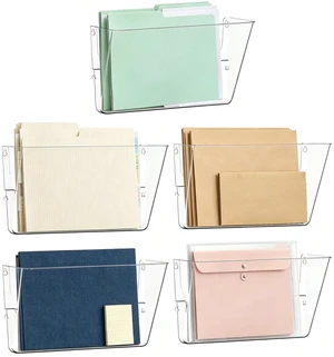 5 Pockets Acrylic Wall File Organizer Clear File Holder for Office 5 Pockets Acrylic Wall File Organizer Clear File Holder for Office