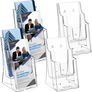 2 Tier Acrylic Brochure Holder 4x9 Inch, Pamphlet Holder 4 Pack Clear Acrylic, 2 Tier Design, Holds Brochures, Flyers And Pamphlets, Countertop Organizer, Easy Access, Space-Saving 2 Tier Acrylic Brochure Holder 4x9 Inch, Pamphlet Holder 4 Pack Clear Acrylic, 2 Tier Design, Holds Brochures, Flyers And Pamphlets, Countertop Organizer, Easy Access, Space-Saving