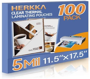 100 Pack Laminating Sheets, Hold 11 x 17 Inch Sheet, 5 Mil Clear Thermal Laminating Pouches 11.5 x 17.5 Inch Lamination Sheet Paper for Laminator, Round Corner 100 Pack Laminating Sheets, Hold 11 x 17 Inch Sheet, 5 Mil Clear Thermal Laminating Pouches 11.5 x 17.5 Inch Lamination Sheet Paper for Laminator, Round Corner