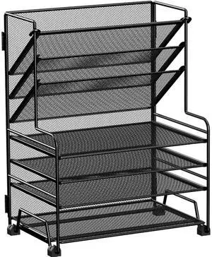 4-Tier Paper Organizer + 3-Pocket File Holder + Drawer + Pen Holders, Desktop File Organizers Paper Tray for Office Supplies School Classroom Organization (Black, No Drawer & Pen Holder) 4-Tier Paper Organizer + 3-Pocket File Holder + Drawer + Pen Holders, Desktop File Organizers Paper Tray for Office Supplies School Classroom Organization (Black, No Drawer & Pen Holder)