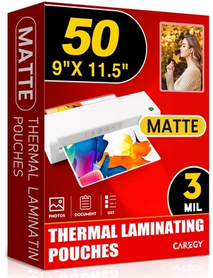 Matte Laminating Sheets,50 Pack 9 x 11.5 Inches,3 Mil Thick Ultra Clear with Matte Finish, Fitted for Letter Size Thermal Laminating Pouches 8.5 x 11 Matte Laminating Sheets,50 Pack 9 x 11.5 Inches,3 Mil Thick Ultra Clear with Matte Finish, Fitted for Letter Size Thermal Laminating Pouches 8.5 x 11