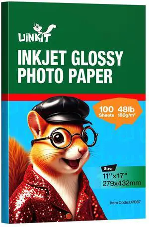 Glossy Photo Paper 11x17 Inches 100 Sheets - Inkjet Printer Paper for Photos, Posters, Menus, Invitations - Vivid & Quick Drying Dye Ink Printers, No Curling, Smudge Proof Glossy Photo Paper 11x17 Inches 100 Sheets - Inkjet Printer Paper for Photos, Posters, Menus, Invitations - Vivid & Quick Drying Dye Ink Printers, No Curling, Smudge Proof