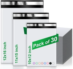 Poly Mailers Variety Size Pack, 30PCS Shipping Bags, Packaging Bags, Self-Seal Polymailers, Mailers Poly Bags, Assorted Shipping Envelopes for Small Business (10x12, 11x15, 12.5x16) Poly Mailers Variety Size Pack, 30PCS Shipping Bags, Packaging Bags, Self-Seal Polymailers, Mailers Poly Bags, Assorted Shipping Envelopes for Small Business (10x12, 11x15, 12.5x16)