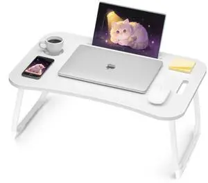 Folding Lap Desk Bed Desk Laptop Table Tray, Breakfast Serving Tray, Portable & Lightweight Mini Table for Sofa Couch Floor - White Folding Lap Desk Bed Desk Laptop Table Tray, Breakfast Serving Tray, Portable & Lightweight Mini Table for Sofa Couch Floor - White