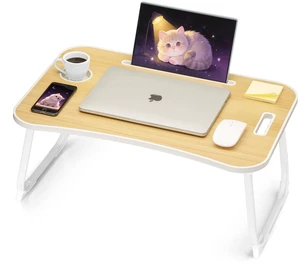 Folding Lap Desk Bed Desk Laptop Table Tray, Breakfast Serving Tray, Portable & Lightweight Mini Table for Sofa Couch Floor - Wood Folding Lap Desk Bed Desk Laptop Table Tray, Breakfast Serving Tray, Portable & Lightweight Mini Table for Sofa Couch Floor - Wood