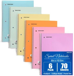 Spiral Notebooks, Wirebound, Journals for School, Work, Business, Aesthetic Stationery, Writing Pads, Teacher & Student Supplies (6, Pastel, College) Spiral Notebooks, Wirebound, Journals for School, Work, Business, Aesthetic Stationery, Writing Pads, Teacher & Student Supplies (6, Pastel, College)