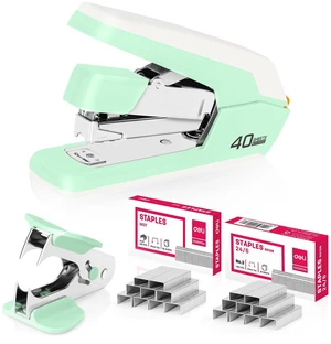 Effortless Desktop Stapler, Heavy Duty Stapler, Green 40-50 Sheet Capacity, One Finger, No Effort, Includes 1500 Staples & Staple Remover Effortless Desktop Stapler, Heavy Duty Stapler, Green 40-50 Sheet Capacity, One Finger, No Effort, Includes 1500 Staples & Staple Remover