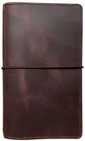 Travelers Notebook Cover with Inner Pockets, Card Slots and Pen Holder, Standard Size, Dark Brown Travelers Notebook Cover with Inner Pockets, Card Slots and Pen Holder, Standard Size, Dark Brown