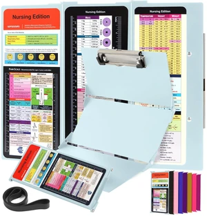 Nursing Clipboard Foldable with Medical Edition Cheat Sheets, 3 Layers Aluminum Foldable Clipboard for Nursing, Notepad for Students, Nursing School Essentials (Mint) Nursing Clipboard Foldable with Medical Edition Cheat Sheets, 3 Layers Aluminum Foldable Clipboard for Nursing, Notepad for Students, Nursing School Essentials (Mint)