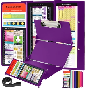 Nursing Clipboard with Nursing and Medical Edition Cheat Sheets 3 Layers Aluminum Foldable Nurse Clip Board Nursing Student Essentials - Foldable Clipboard Nursing Nursing School Essentials (Purple) Nursing Clipboard with Nursing and Medical Edition Cheat Sheets 3 Layers Aluminum Foldable Nurse Clip Board Nursing Student Essentials - Foldable Clipboard Nursing Nursing School Essentials (Purple)