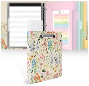 1 Inch 3-Ring Binder with Clipboard, PU Aesthetic Binder with 5 Dividers, Notepad, Stickers & Pockets for Work and School (Letter Size) 1 Inch 3-Ring Binder with Clipboard, PU Aesthetic Binder with 5 Dividers, Notepad, Stickers & Pockets for Work and School (Letter Size)