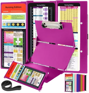 Nursing Clipboard Foldable with Medical Edition Cheat Sheets, 3 Layers Aluminum Foldable Clipboard for Nursing, Notepad for Students, Nursing School Essentials (Wine Red) Nursing Clipboard Foldable with Medical Edition Cheat Sheets, 3 Layers Aluminum Foldable Clipboard for Nursing, Notepad for Students, Nursing School Essentials (Wine Red)