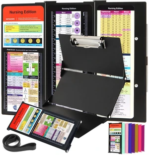 Nursing Clipboard Foldable with Medical Edition Cheat Sheets, 3 Layers Aluminum Foldable Clipboard for Nursing, Notepad for Students, Nursing School Essentials (Black) Nursing Clipboard Foldable with Medical Edition Cheat Sheets, 3 Layers Aluminum Foldable Clipboard for Nursing, Notepad for Students, Nursing School Essentials (Black)